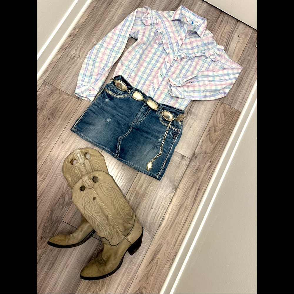 Miss Rodeo America ruffled pearl snap cowgirl western shirt 15/16